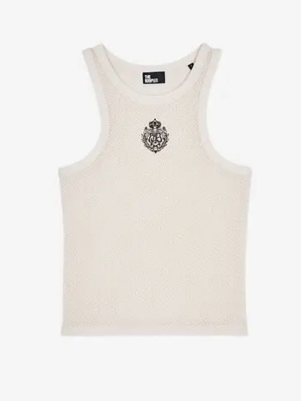 THE KOOPLES French Luxury Logo-Embroidered Slim-Fit Cotton Tank Top in Ecru